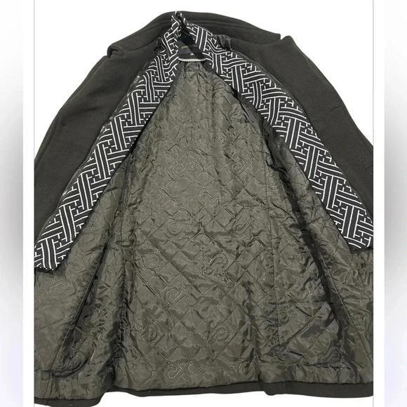 Men's Wool Jacket Single Breasted Winter Coat with Detachable Scarfs Quilted M - Picture 6 of 9